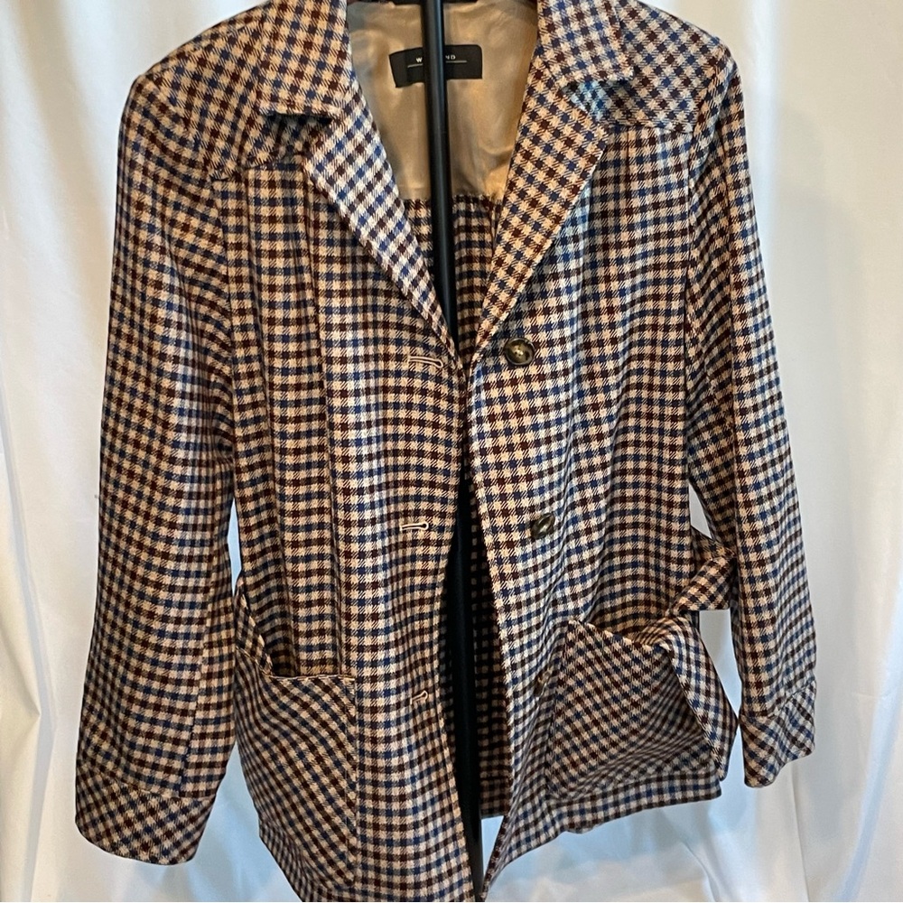 Weekend MaxMara Pure Virgin Wool Houndstooth Check Blazer Jacket Size 6